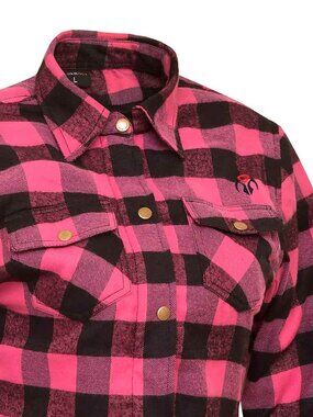 RIDERACT® Motorcycle Shirt Womens Pink Black Road Series Protective Riding Shirt